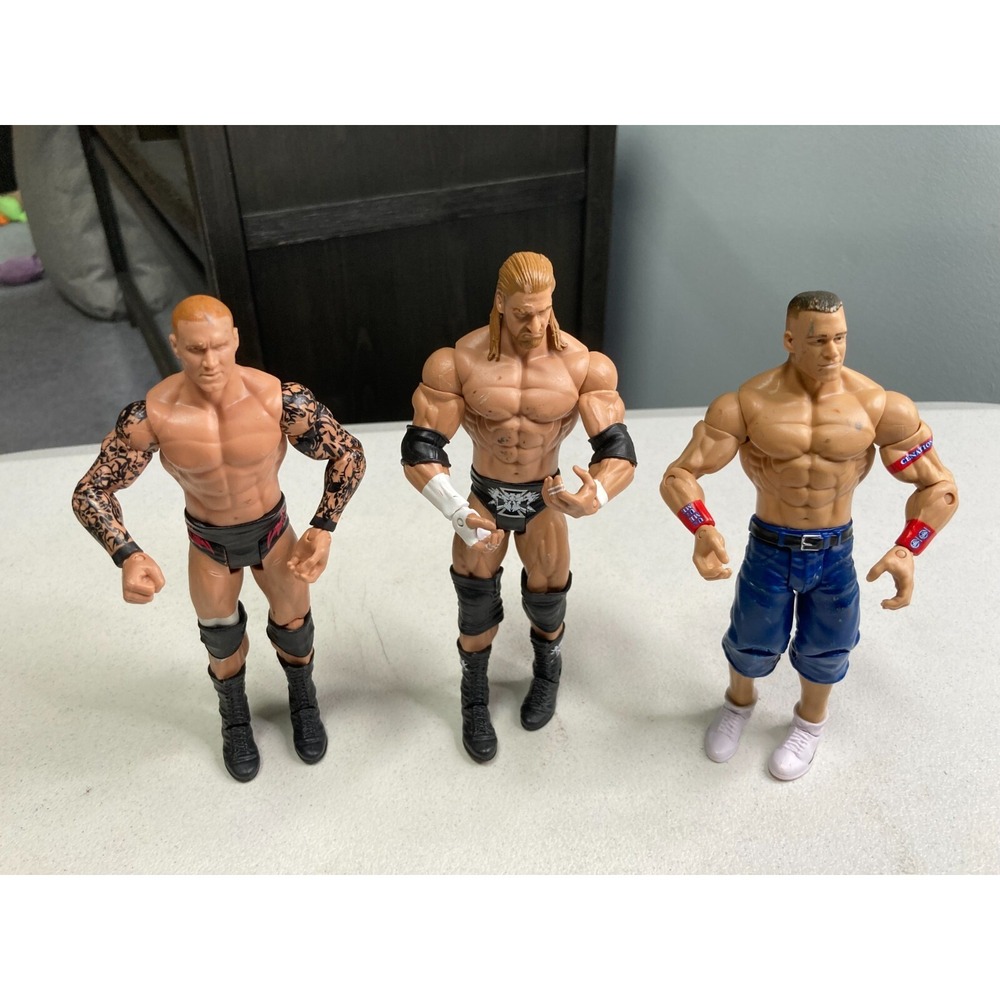 2010 WWE Mattel 7 inch Wrestling Action Figures Posable Lot of 3 HHH Orton Cena